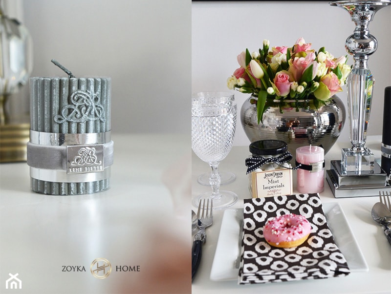 Aranżacja stołu w stylu glamour - Szara jadalnia, styl glamour - zdjęcie od Zoyka HOME