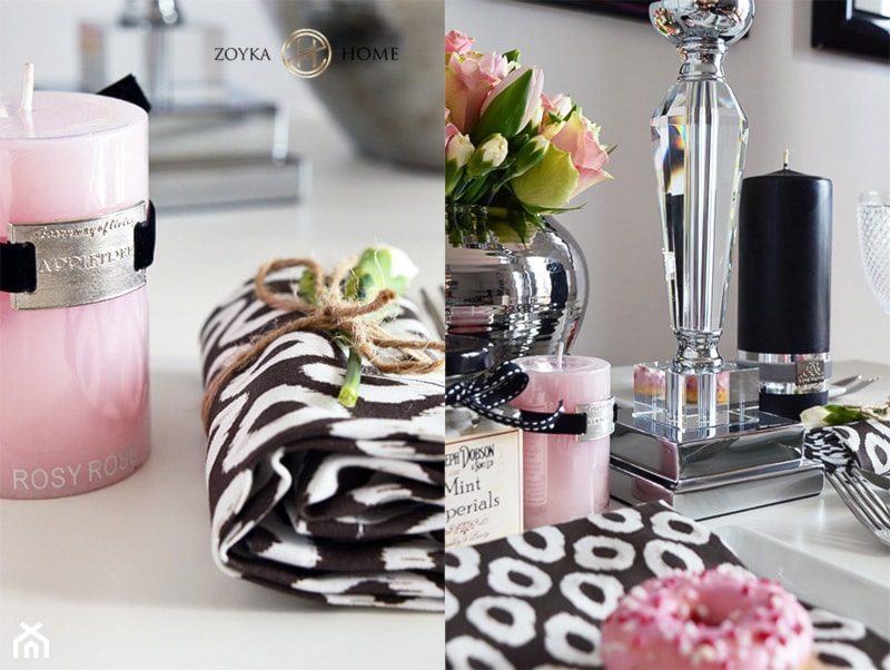 Aranżacja stołu w stylu glamour - Mała szara jadalnia w salonie, styl glamour - zdjęcie od Zoyka HOME