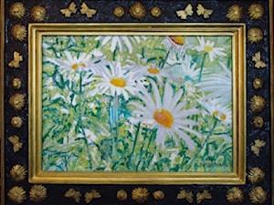 Rumianki duży obraz olejny cena 200 zł - zdjęcie od Oleinowanie mebli, nietypowe wzory, Ramy do obrazów.