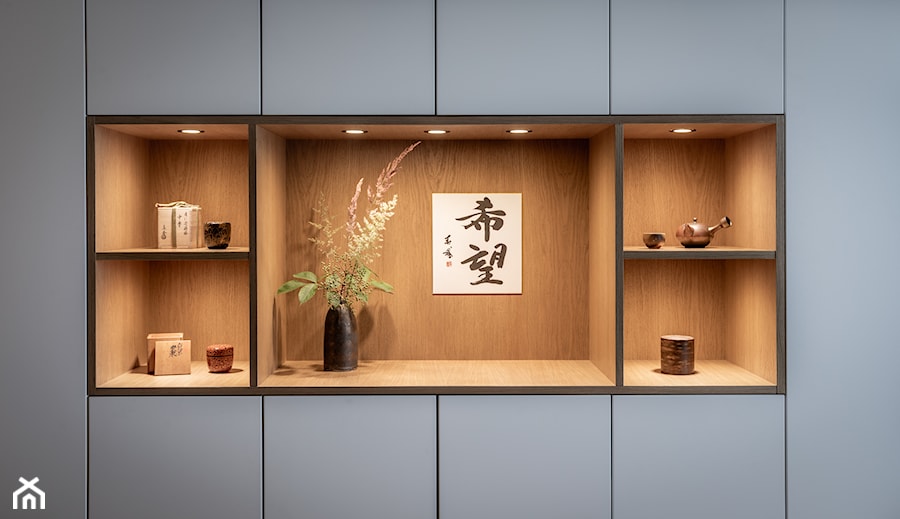Otwarta kuchnia z wyspą w stylu Japandi - zdjęcie od Maxfliz Salony Wyposażenia Wnętrz