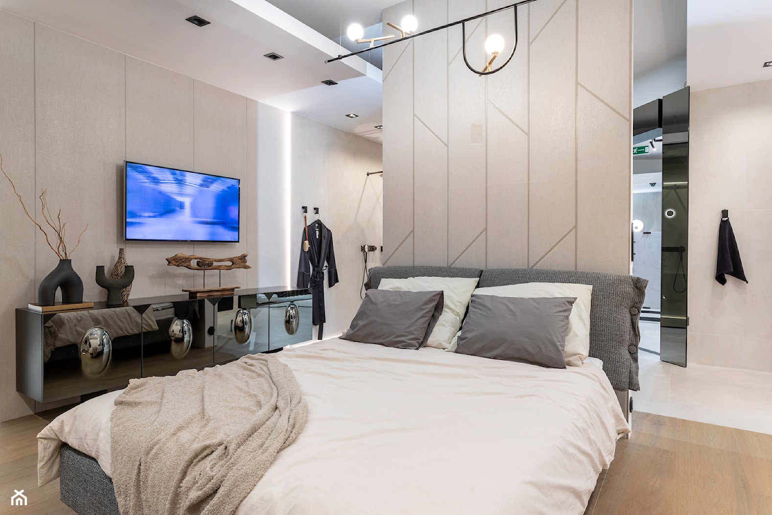 Nowoczesny beżowy apartament z płytkami Porcelanosa - zdjęcie od Maxfliz Salony Wyposażenia Wnętrz - Homebook