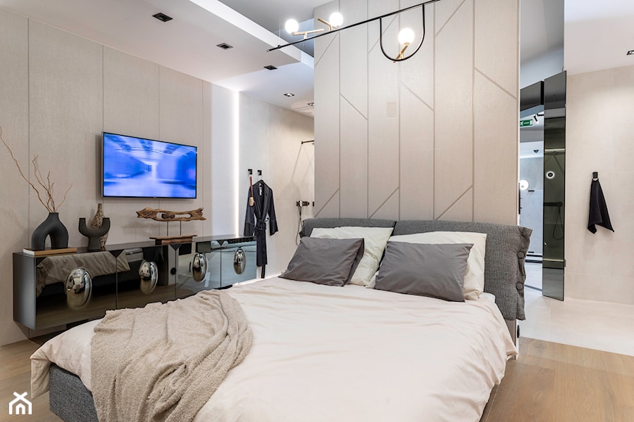 Nowoczesny beżowy apartament z płytkami Porcelanosa - zdjęcie od Maxfliz Salony Wyposażenia Wnętrz