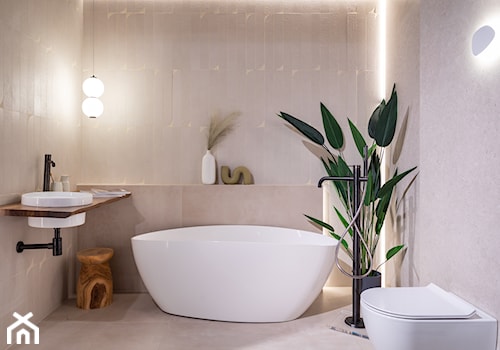 Jasna łazienka w stylu japandi - zdjęcie od Maxfliz Salony Wyposażenia Wnętrz