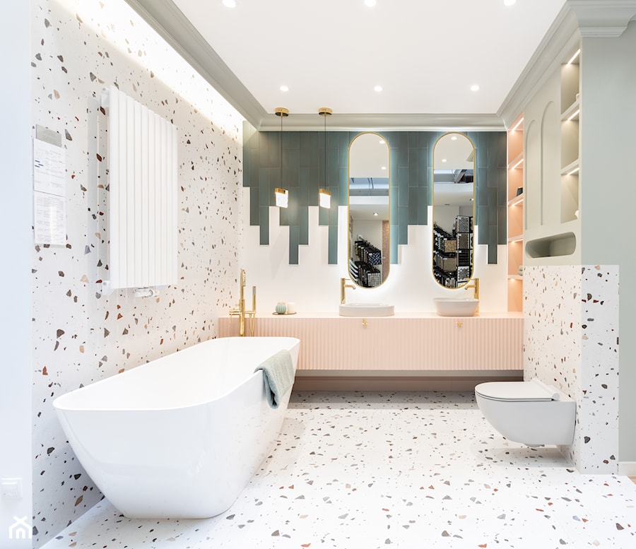 Elegancka łazienka z lastrykiem w nowoczesnym wydaniu - zdjęcie od Maxfliz Salony Wyposażenia Wnętrz