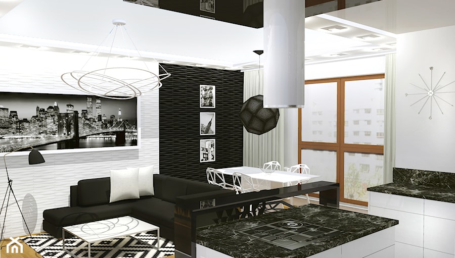 Czarno-biały NY | Black and White NY - Salon, styl nowoczesny - zdjęcie od Pracownia Pięknych Wnętrz