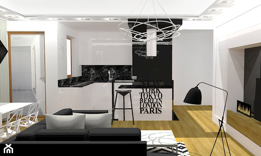 Czarno-biały NY | Black and White NY - Kuchnia, styl nowoczesny - zdjęcie od Pracownia Pięknych Wnętrz