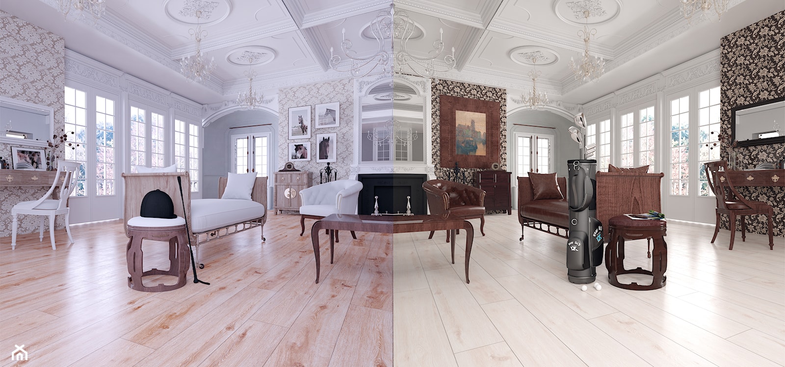 Kronopol Platinium Flooring - Duży biały salon z tarasem / balkonem, styl tradycyjny - zdjęcie od SWISS KRONO - Homebook