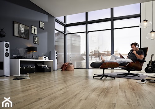 Kronopol Platinium Flooring - Średni niebieski szary salon, styl nowoczesny - zdjęcie od SWISS KRONO