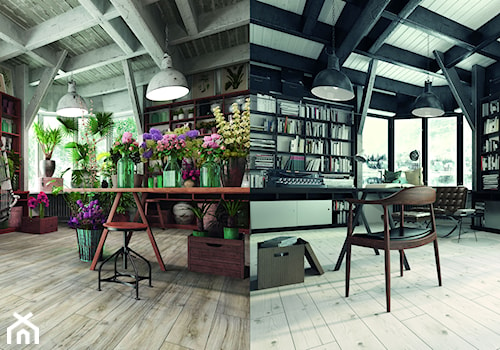Kronopol Platinium Flooring - Duży czarny salon z jadalnią, styl nowoczesny - zdjęcie od SWISS KRONO
