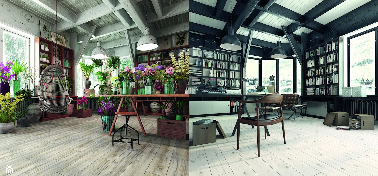 Kronopol Platinium Flooring - Duży czarny salon z jadalnią, styl nowoczesny - zdjęcie od SWISS KRONO - Homebook