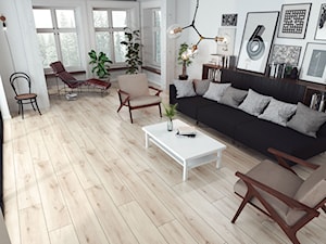 Salon z tarasem - Duży biały salon, styl nowoczesny - zdjęcie od SWISS KRONO