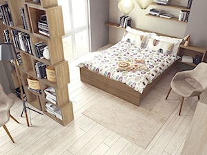 Home staging - Średnia szara sypialnia, styl skandynawski - zdjęcie od SWISS KRONO