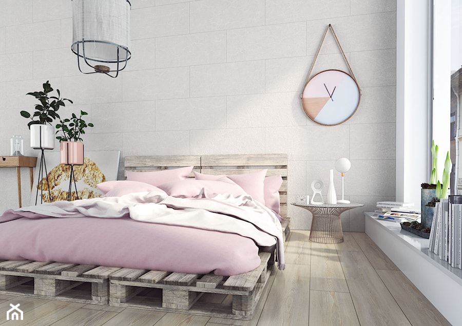 Home staging - Średnia biała szara sypialnia, styl nowoczesny - zdjęcie od SWISS KRONO