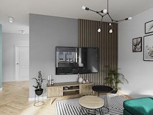 Mieszkanie 3 pokoje Marywilska - Średni biały szary salon, styl nowoczesny - zdjęcie od Przestrzenie