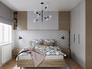 Mieszkanie 3 pokoje Marywilska - Średnia biała szara sypialnia, styl nowoczesny - zdjęcie od Przestrzenie