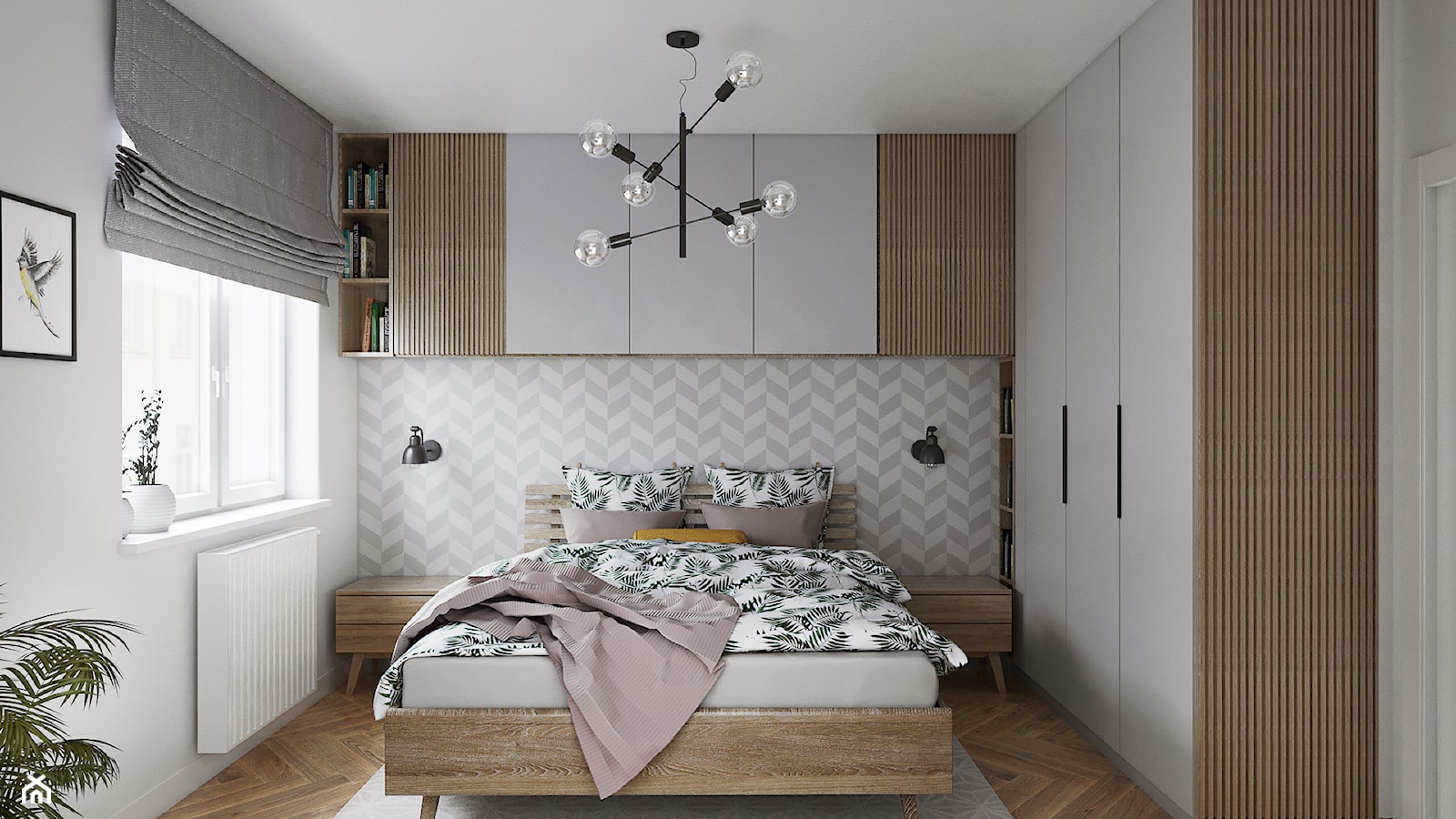 Mieszkanie 3 pokoje Marywilska - Średnia biała szara sypialnia, styl nowoczesny - zdjęcie od Przestrzenie - Homebook
