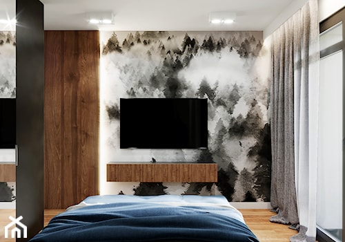Apartament Warszawa - Średnia czarna sypialnia, styl nowoczesny - zdjęcie od Przestrzenie