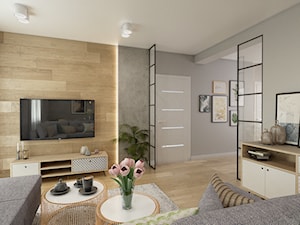 Dom - projekt zdalny - Średni szary salon, styl nowoczesny - zdjęcie od Przestrzenie