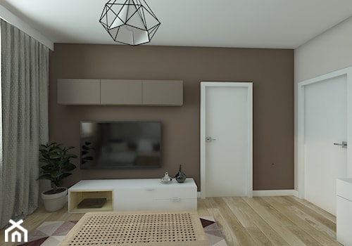 Pokój gościnny - Mały beżowy brązowy salon, styl nowoczesny - zdjęcie od Przestrzenie