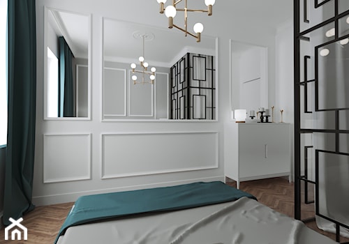 Mieszkanie w kamienicy - Mała biała sypialnia, styl glamour - zdjęcie od Przestrzenie