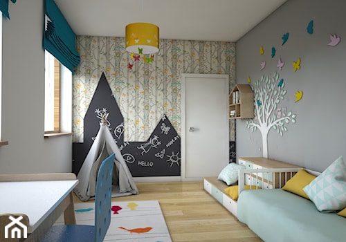 Pokój dziewczynki - Średni czarny szary pokój dziecka dla dziecka dla chłopca dla dziewczynki, styl nowoczesny - zdjęcie od Przestrzenie