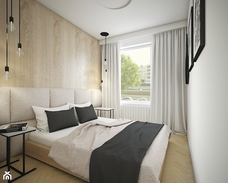 Mieszkanie w Piasecznie - Średnia biała szara sypialnia, styl nowoczesny - zdjęcie od Przestrzenie
