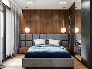 Apartament Warszawa - Średnia biała czarna sypialnia, styl nowoczesny - zdjęcie od Przestrzenie
