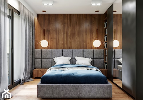 Apartament Warszawa - Średnia biała czarna sypialnia, styl nowoczesny - zdjęcie od Przestrzenie