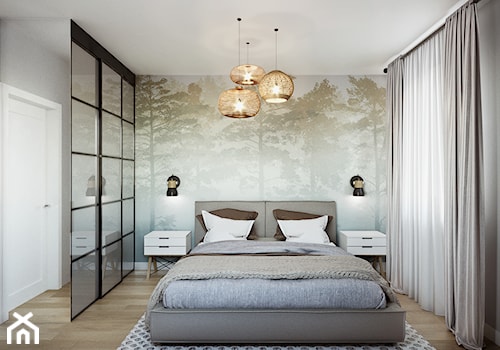 Dom - projekt zdalny - Średnia szara sypialnia, styl nowoczesny - zdjęcie od Przestrzenie