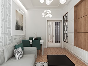 Mieszkanie w kamienicy - Mały biały salon z jadalnią, styl glamour - zdjęcie od Przestrzenie
