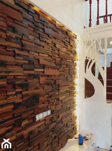 Panel drewniany - Natural Wood Panels - Orzech Amerykanski Cegiełka 3D - zdjęcie od DecoMania.pl - Homebook
