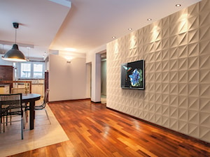 Panele ścienne 3D VIA Panels - Duża szara jadalnia w kuchni - zdjęcie od DecoMania.pl