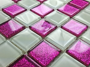 Mozaika szklana brokatowa - Primavera by Fabrizio Moretti - BM129 różowa biała - zdjęcie od DecoMania.pl