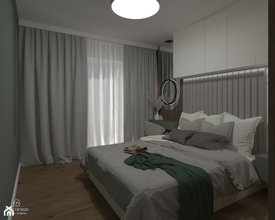 Projekt. Mieszkanie z kolorem przewodnim - Sypialnia - zdjęcie od SZED DESIGN grafika i wnętrza