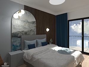 Projekt. Minimalistyczne Art Deco w błękicie - Sypialnia - zdjęcie od SZED DESIGN grafika i wnętrza