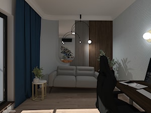 Projekt. Minimalistyczne Art Deco w błękicie - Biuro - zdjęcie od SZED DESIGN grafika i wnętrza