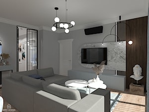 Projekt. Minimalistyczne Art Deco w błękicie - Salon - zdjęcie od SZED DESIGN grafika i wnętrza