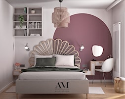 MIESZKANIE W KLIMACIE BOHO - Średnia biała fioletowa różowa sypialnia, styl nowoczesny - zdjęcie od AM architektura - Homebook