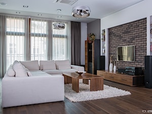 apartament, Poznań - Średni biały szary salon, styl nowoczesny - zdjęcie od inGROO | pracownia projektowa