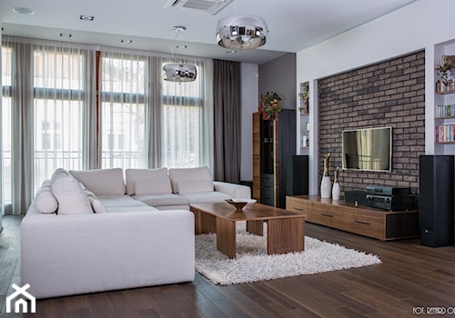 apartament, Poznań - Średni biały szary salon, styl nowoczesny - zdjęcie od inGROO | pracownia projektowa