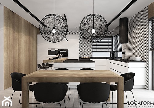 Mieszkanie w Legnicy_Styl nowoczesny - Średnia beżowa biała jadalnia w kuchni, styl nowoczesny - zdjęcie od Locaforma