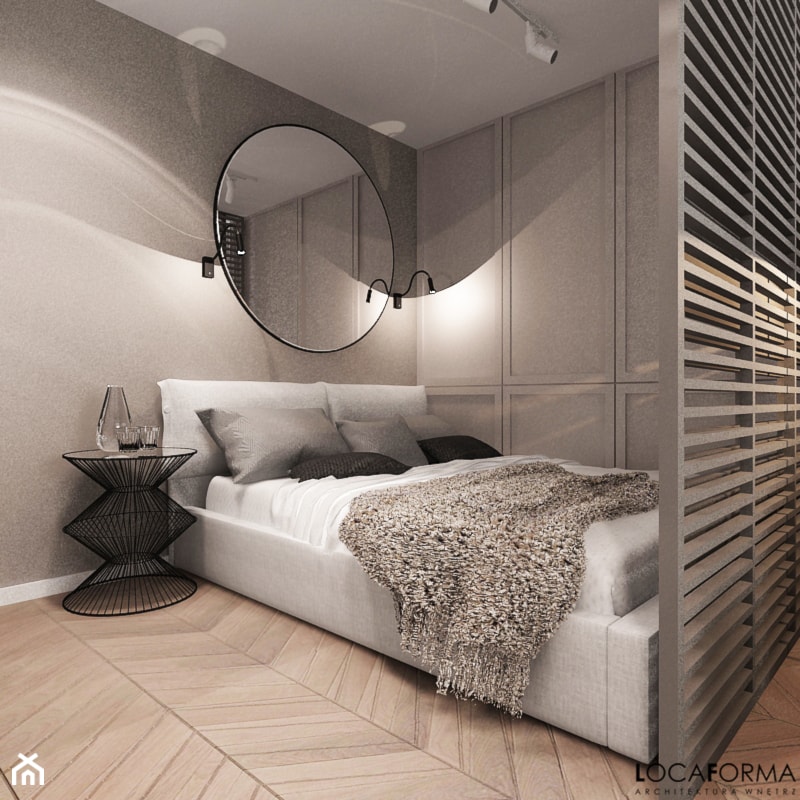 Mieszkanie pod wynajem w odcieniach szarości - Sypialnia, styl nowoczesny - zdjęcie od Locaforma