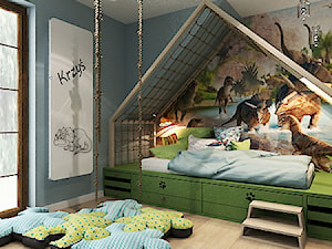 Pokój dziecięcy z dinozaurami - Duży brązowy niebieski pokój dziecka dla dziecka dla chłopca - zdjęcie od Locaforma
