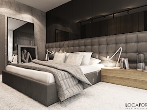 Mieszkanie w Legnicy_Styl nowoczesny - Duża szara sypialnia, styl nowoczesny - zdjęcie od Locaforma