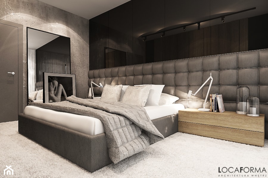 Mieszkanie w Legnicy_Styl nowoczesny - Duża szara sypialnia, styl nowoczesny - zdjęcie od Locaforma
