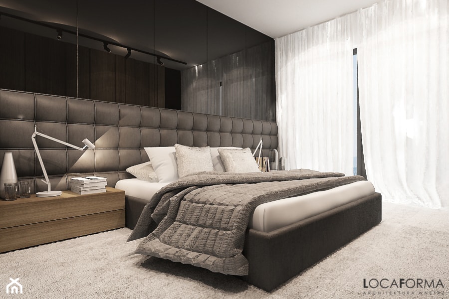 Mieszkanie w Legnicy_Styl nowoczesny - Duża z panelami tapicerowanymi sypialnia, styl nowoczesny - zdjęcie od Locaforma - Homebook