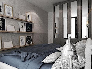 Mieszkanie w Warszawie - Mała szara sypialnia, styl industrialny - zdjęcie od Locaforma