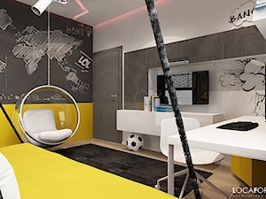 Mieszkanie w Legnicy_Styl nowoczesny - Średni biały czarny szary pokój dziecka dla nastolatka dla chłopca, styl nowoczesny - zdjęcie od Locaforma