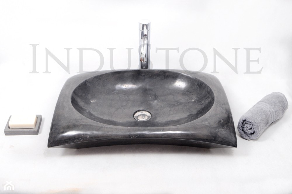 Black - czarne umywalki z kamienia - Łazienka, styl rustykalny - zdjęcie od Industone - Homebook