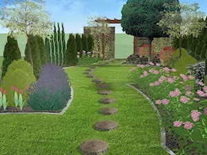 Projekt ogrodu przy domku szeregowym - Ogród, styl tradycyjny - zdjęcie od ARCADINES Pracownia Architektury Krajobrazu